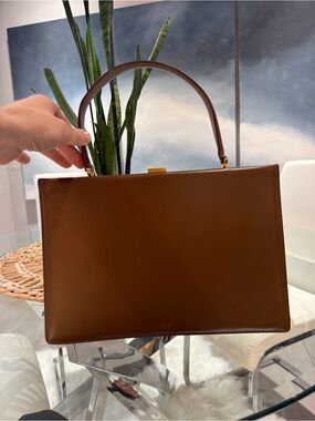 Celine Brown Leather Satchel with Gold Hardware